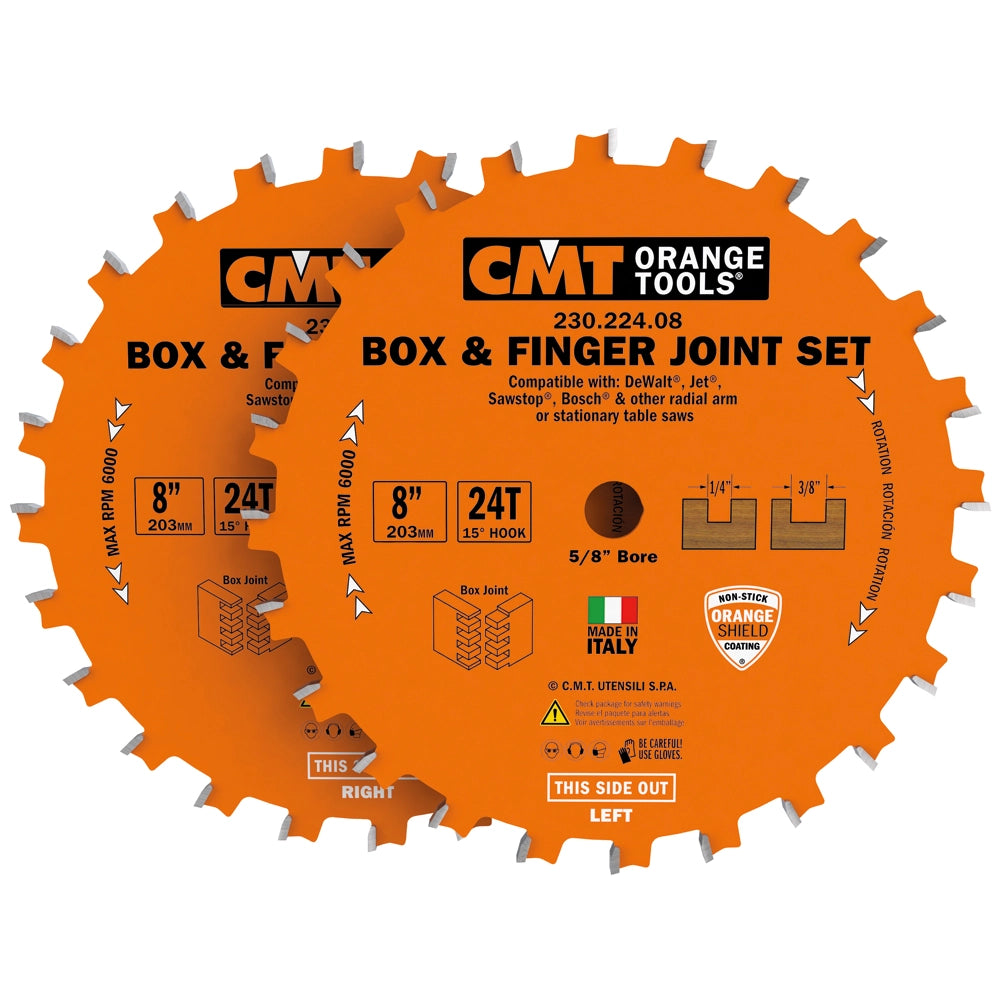 CMT Box and Finger Joint Blade Set, 8'' x 24T
