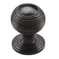 1-1/4''  Reeded Cabinet Knob on Rose, Dark  Oil-Rubbed