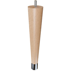 9'' Tapered Turned Leg, Hard Maple, 1''H Brushed Aluminum Foot