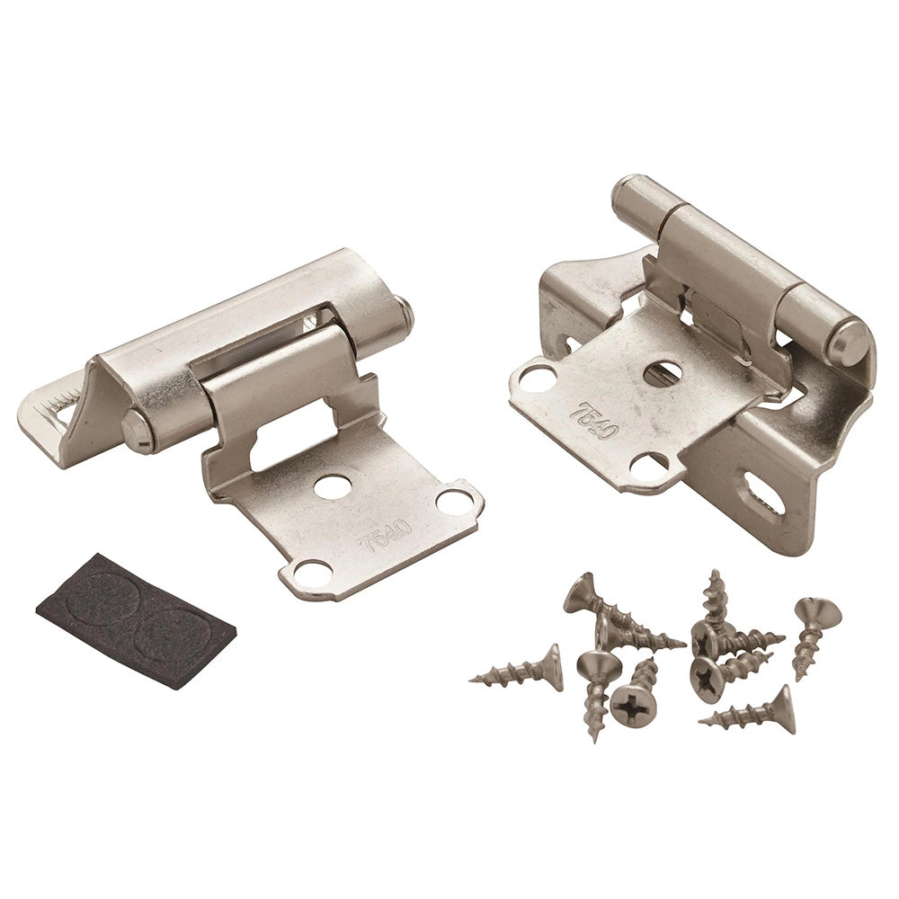 1/4'' Overlay Self-Closing Partial Wrap Cabinet Hinges, Satin Nickel