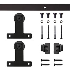 6' Front Mount Mini Rolling Door Hardware Kit for Furniture, Black