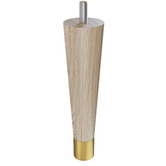 6'' Tapered Turned Leg, White Oak with Semi-Gloss Finish, 1''H Brushed Aluminum Foot