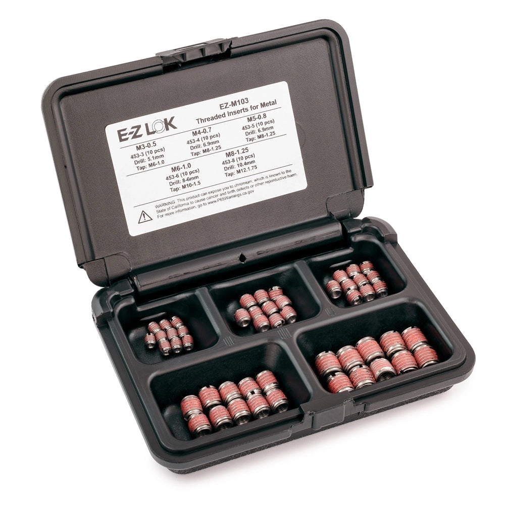 E-Z LOK Threaded Insert Assortment Kit for Metal - 303 Stainless - M3 to M8