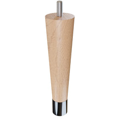 6'' Tapered Turned Leg, Hard Maple with Semi-Gloss Finish, 1''H Brushed Aluminum Foot