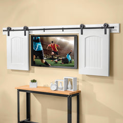 Rolling Barn Door Hardware Kit, Black, Round Stick