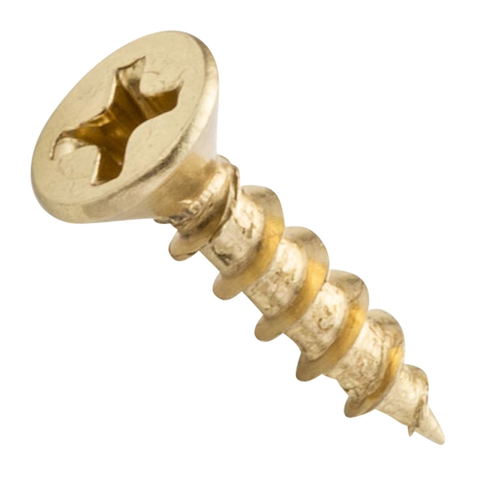 Centerline #6 x 5/8'' Flat Head Phillips Cabinet Hardware Mounting Screws, Brass Plated, 100-Pack