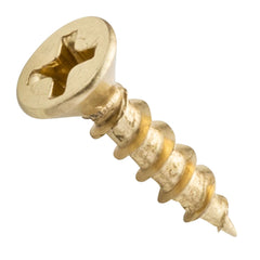Centerline #6 x 5/8'' Flat Head Phillips Cabinet Hardware Mounting Screws, Brass Plated, 100-Pack