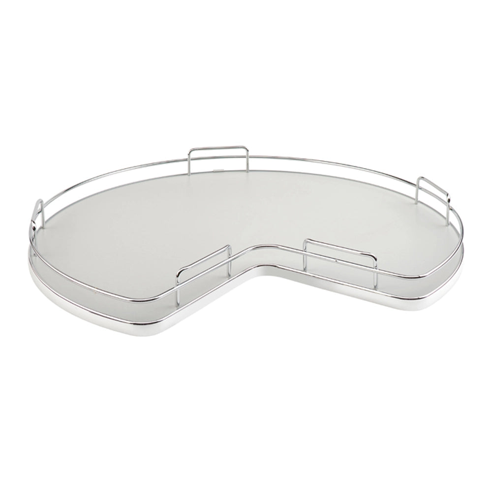 Kidney Shape Solid Bottom Shelf w/ Steel Bearing Corner Lazy Susans - Gray