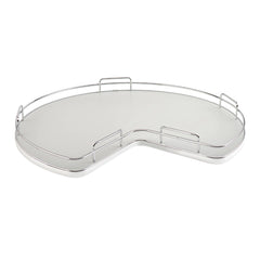 Kidney Shape Solid Bottom Shelf w/ Steel Bearing Corner Lazy Susans - Gray
