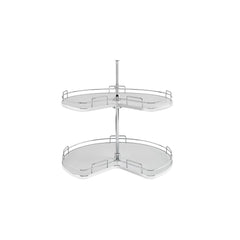 Kidney Shape Solid Bottom 2 Shelf Set w/ Single Post Corner Lazy Susans - Gray