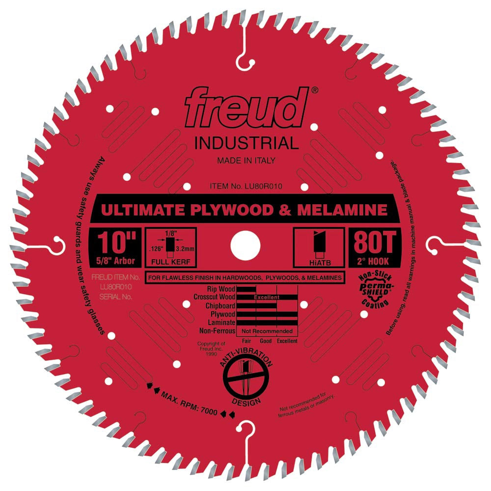 10" x 80T Freud Industrial Ultimate Plywood & Melamine Blade (LU80R010)