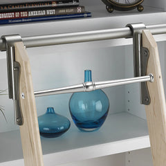 Rockler Classic Rolling Library Ladder - Satin Nickel Finish