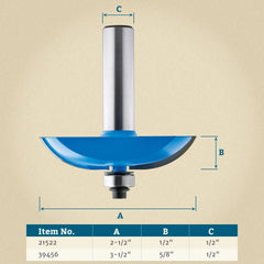 2-1/2" D x 1/2" H x 1/2" Shank Rockler Cove Horizontal Raised Panel Bit