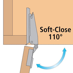 Full Kit Grass Tiomos Soft-Close Hinges (Pair) for Face Frame, 110°, 1/16'' Overlay