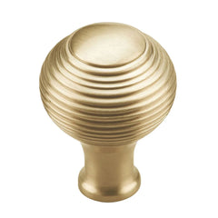 1-1/4''  Reeded Cabinet Knob, Satin Brass