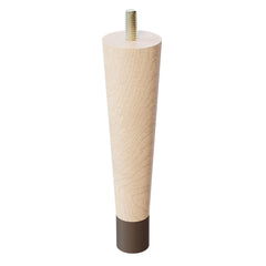 6'' Tapered Turned Leg, Hard Maple with Semi-Gloss Finish, 1''H Brushed Aluminum Foot