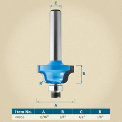 Rockler Miniature Roman Ogee Router Bit - 13/16" Dia x 3/8" H x 1/4" Shank