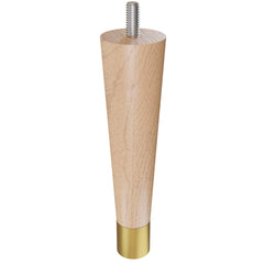 6'' Tapered Turned Leg, Hard Maple with Semi-Gloss Finish, 1''H Brushed Aluminum Foot