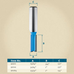 15/64" D x 3/4" H x 1/4" Shank Rockler Undersized Straight Bit