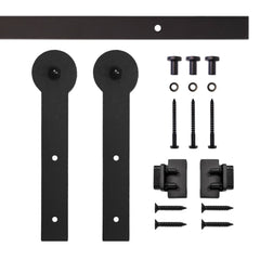 4' Soft-Close Keyhole Mini Rolling Door Hardware Kit for Furniture, Black, Single Door