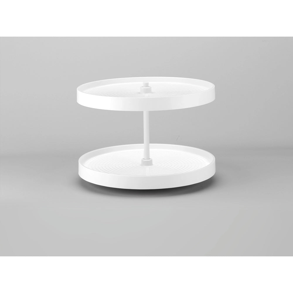 Full Circle LD Bottom Mount Polymer 2 Shelf Corner Lazy Susans - 24 in. White