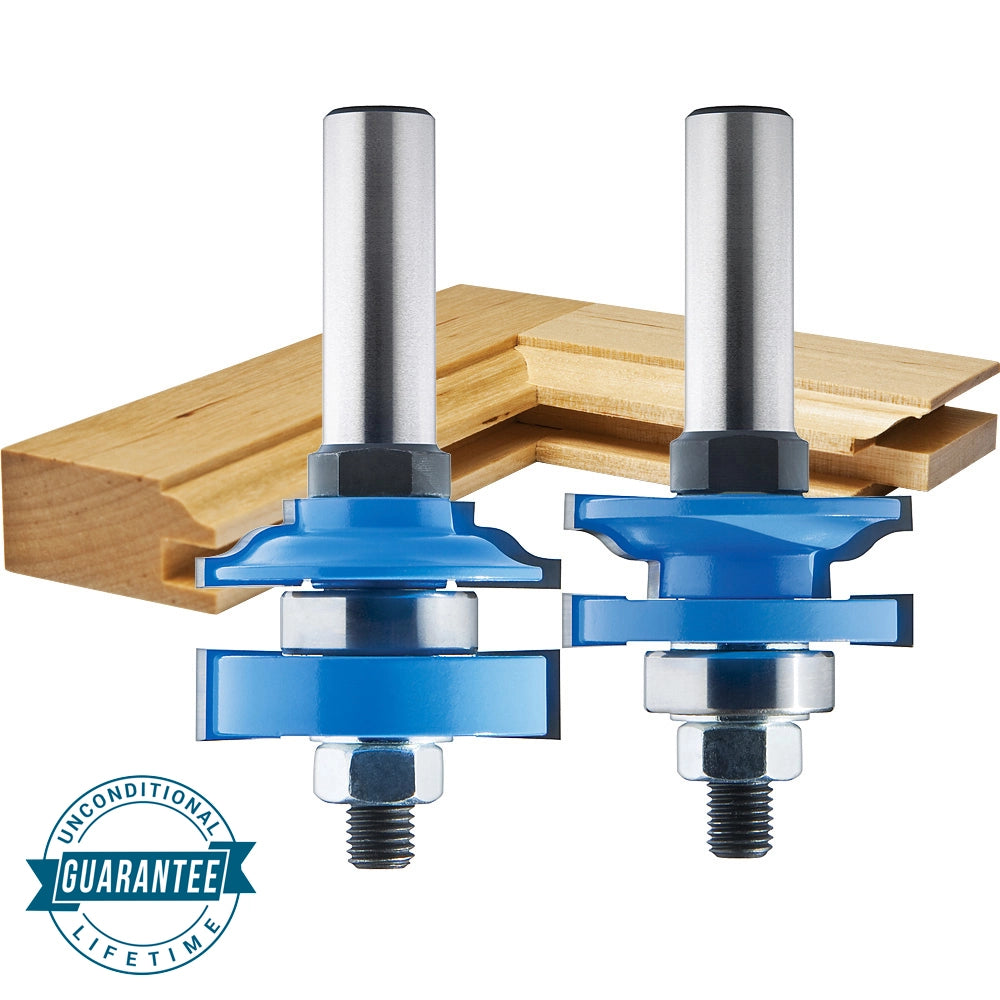 Rockler 2-Pc. Ogee Rail and Stile Router Bit Set - 1-5/8" Dia x 1" H x 1/2" Shank