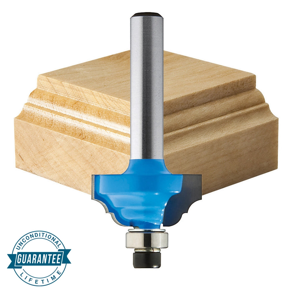 Rockler Miniature Classic Roman Ogee Router Bit - 13/16" Dia x 3/8" H x 1/4" Shank