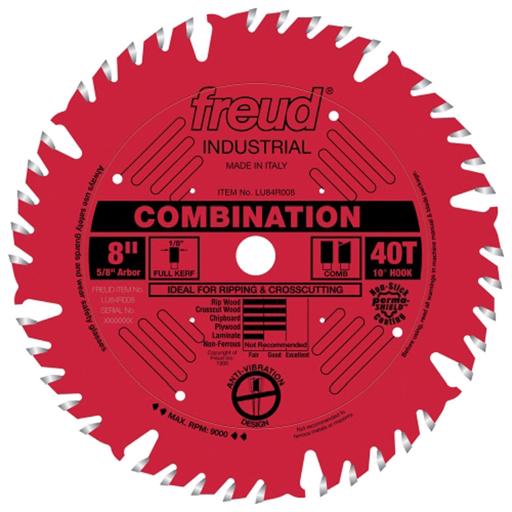8" x 40T Freud Industrial Combination Blade (LU84R008)