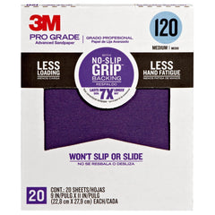 3M Pro Grade No-Slip Grip Sandpaper, 20-Pack, 100-Grit