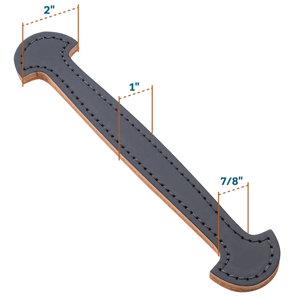 Black Leather Handles, 1-1/8"W x 10" nominal length