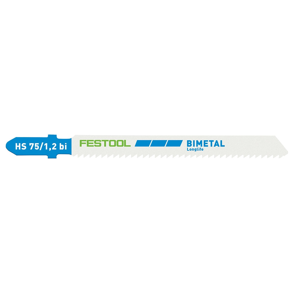 Festool Jigsaw Blades, Metal Steel/Stainless Steel, HS 75/1,2 BI/5, 5-Pack (204270)